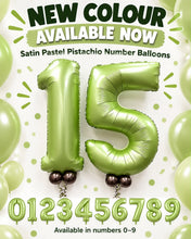 Load image into Gallery viewer, Satin Pastel Pistachio Large Number Helium Balloon - Choose Age Required