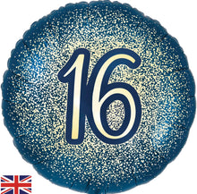 Load image into Gallery viewer, 18” AGE foil. Glitter Birthday Navy Gold
