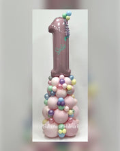 Load image into Gallery viewer, Organic Balloon Stack Topped With Personalised Large Number
