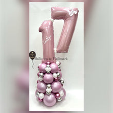 Load image into Gallery viewer, Organic Balloon Stack Tower Topped With Personalised Large Numbers