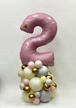 Load image into Gallery viewer, Organic Balloon Stack Topped With Personalised Large Number