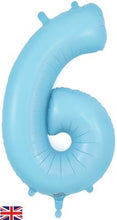 Load image into Gallery viewer, Large Pastel Matte Blue Number Balloon - Choose Number Required
