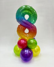 Load image into Gallery viewer, Rainbow Single Number Table Top Balloon Stack