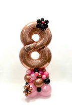 Load image into Gallery viewer, Organic Balloon Stack Topped With Personalised Large Number