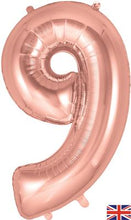 Load image into Gallery viewer, Large Rose Gold Number Balloon - Choose Number Required