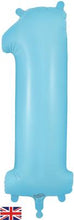 Load image into Gallery viewer, Large Pastel Matte Blue Number Balloon - Choose Number Required