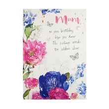 Load image into Gallery viewer, Mum Birthday Card - Floral Design with Pearl Heart Attachment