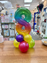 Load image into Gallery viewer, Rainbow Single Number Table Top Balloon Stack
