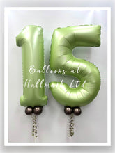 Load image into Gallery viewer, Satin Pastel Pistachio Large Number Helium Balloon - Choose Age Required
