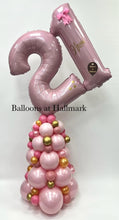 Load image into Gallery viewer, Organic Balloon Stack Tower Topped With Personalised Large Numbers
