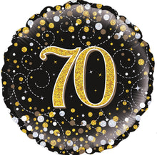 Load image into Gallery viewer, 18” Black &amp; Gold Sparkling Fizz Age Foil
