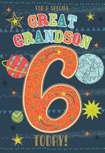 Load image into Gallery viewer, Great Grandson 6 Birthday Card
