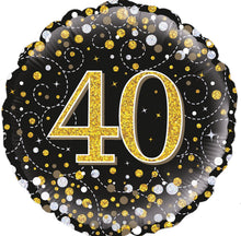 Load image into Gallery viewer, 18” Black &amp; Gold Sparkling Fizz Age Foil
