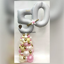 Load image into Gallery viewer, Organic Balloon Stack Tower Topped With Personalised Large Numbers
