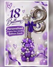 Load image into Gallery viewer, Organic Balloon Stack Tower Topped With Personalised Large Numbers
