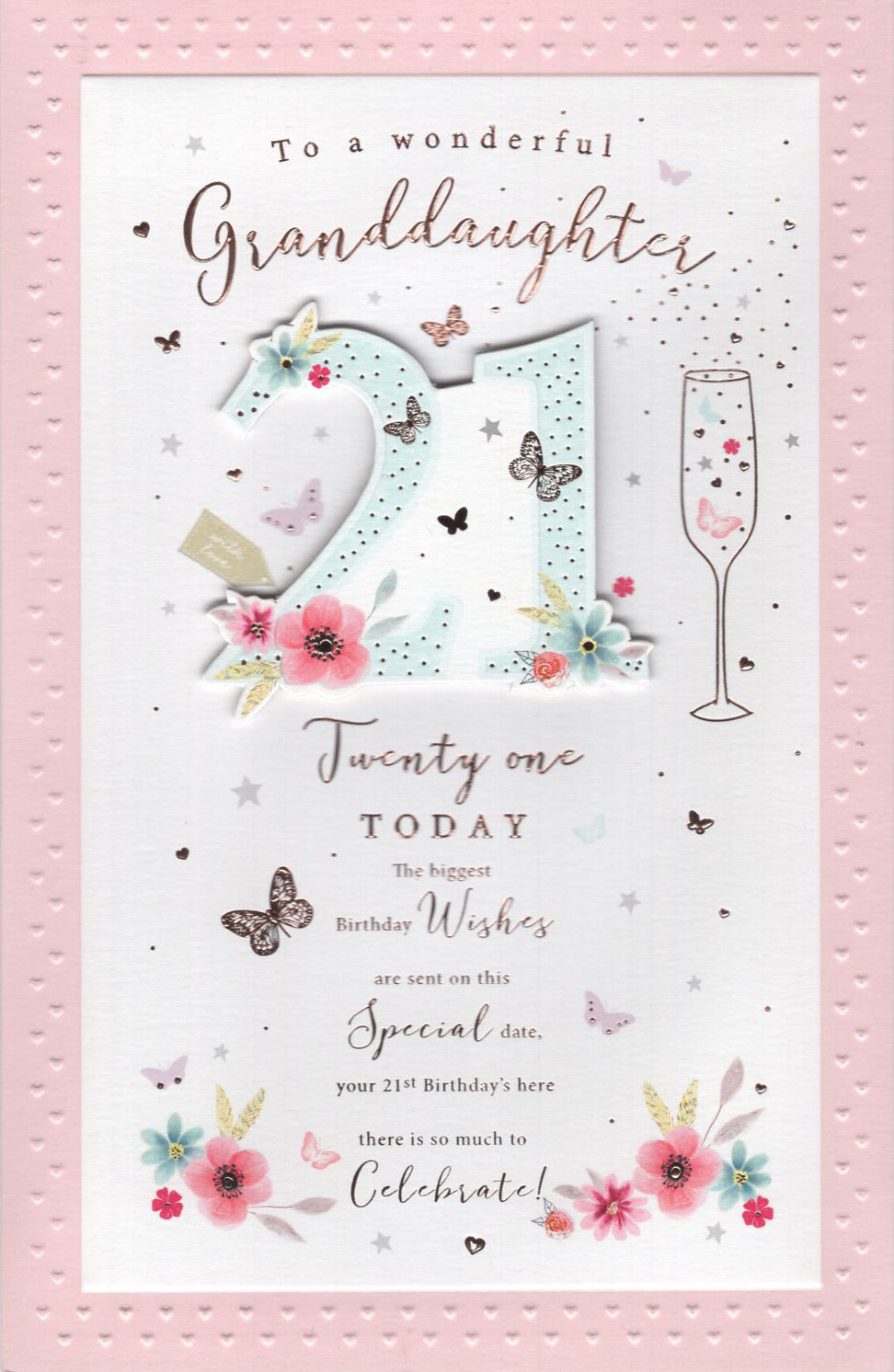 Granddaughter 21 Birthday Card - Larger Size