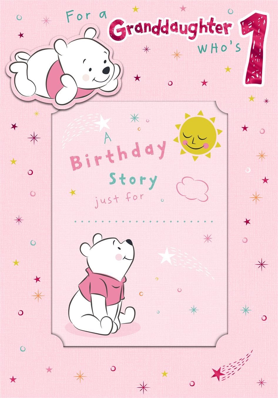 Granddaughter 1 Birthday Card - Includes Keepsake Booklet