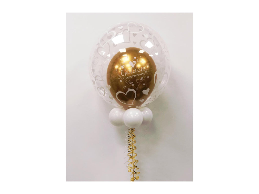 Golden Anniversary Balloon Inside a Balloon - Helium Balloon - 50th Anniversary