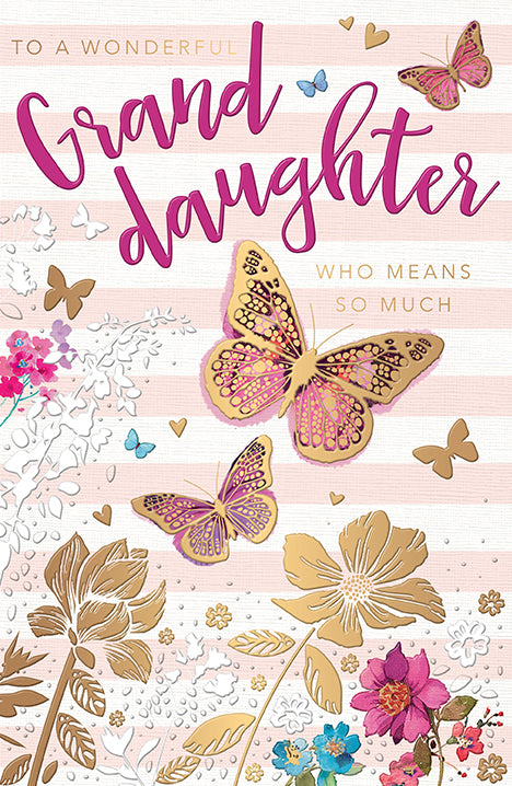 Granddaughter Birthday Card - Contemporary Butterfly Design
