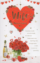 Load image into Gallery viewer, Wife Anniversary Card - Red Heart &amp; Roses
