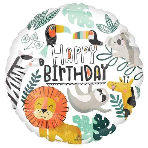 18” Standard Foil Jungle Safari Birthday Balloon