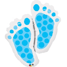Load image into Gallery viewer, Baby Boy Blue Feet Supershape Foil Helium Balloon
