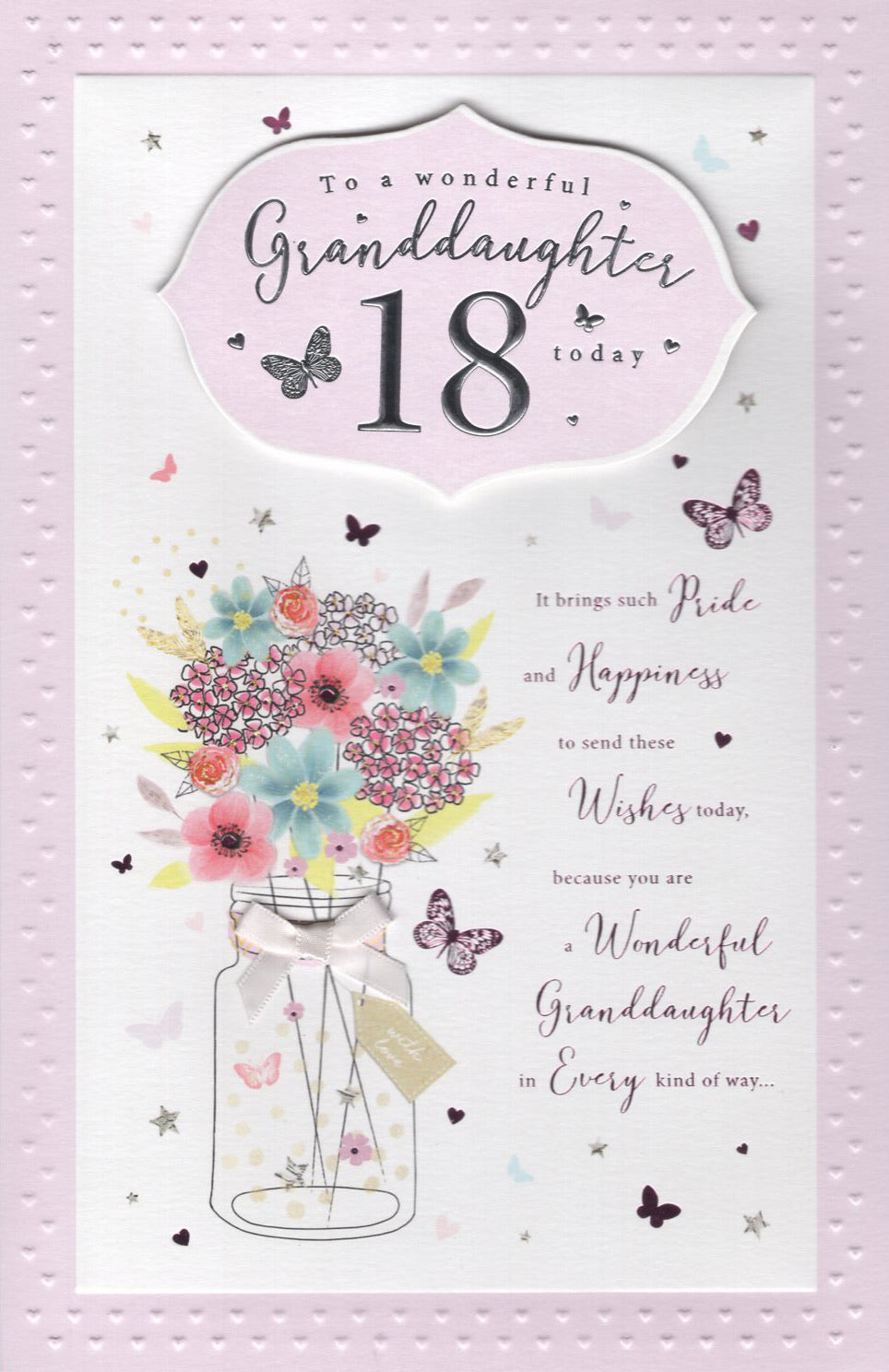 Granddaughter 18 Birthday Card - Larger Size