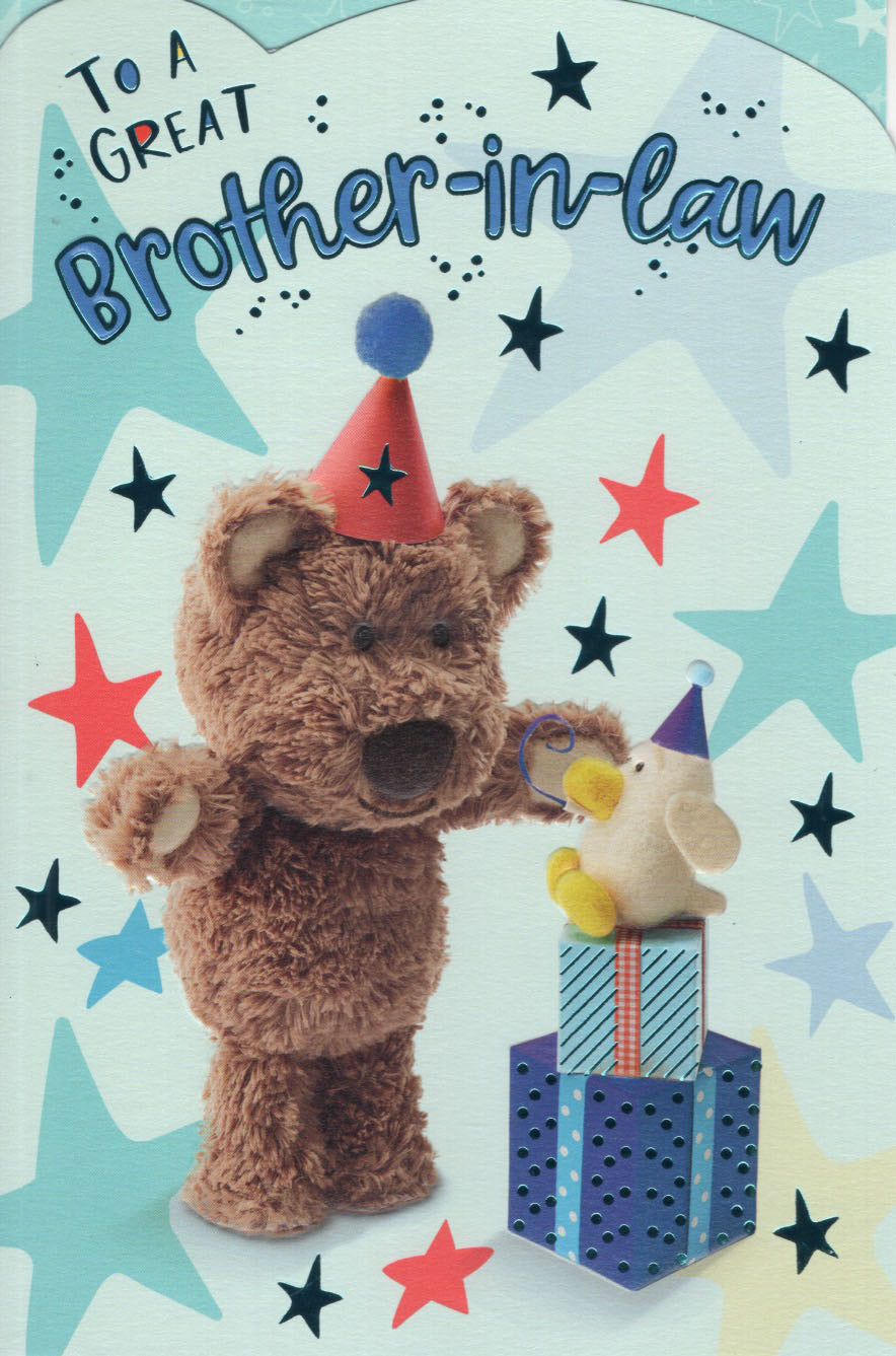 Brother in Law Birthday Card - Cute Barley Bear Design
