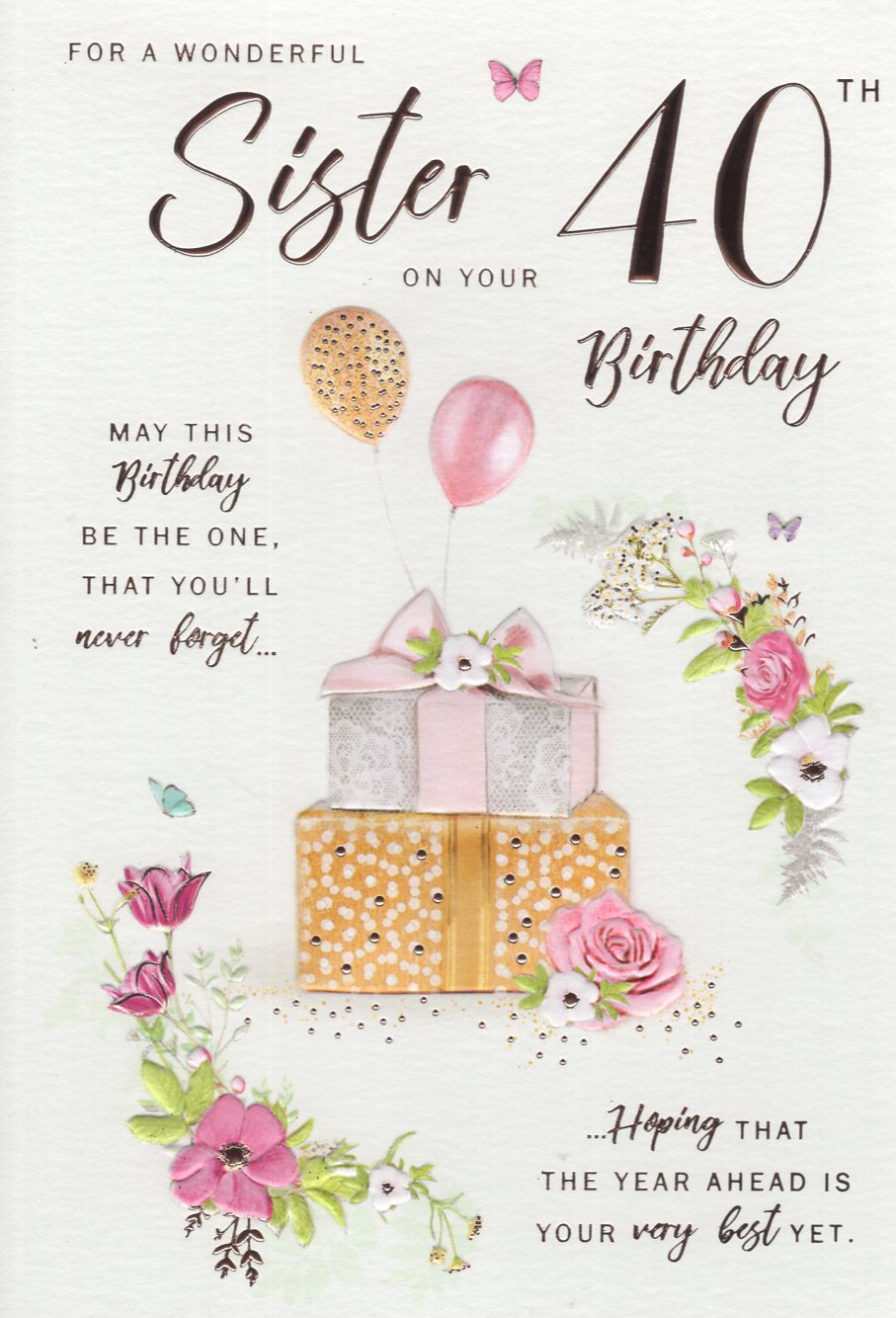 Sister 40 Birthday Card