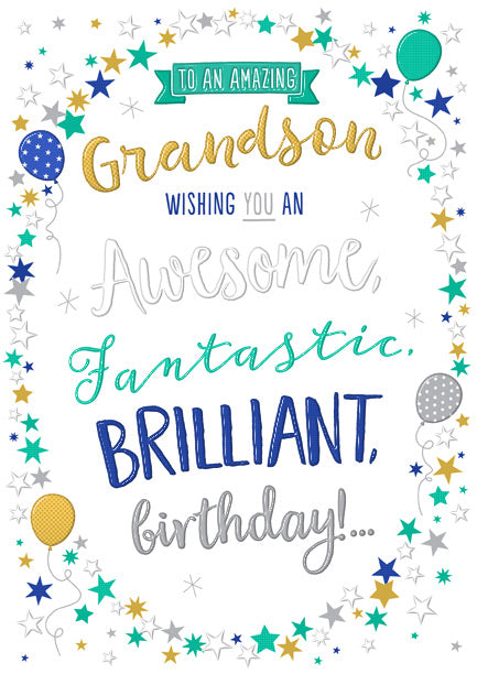 Grandson Birthday Card - Contemporary Wax Lyrical Design