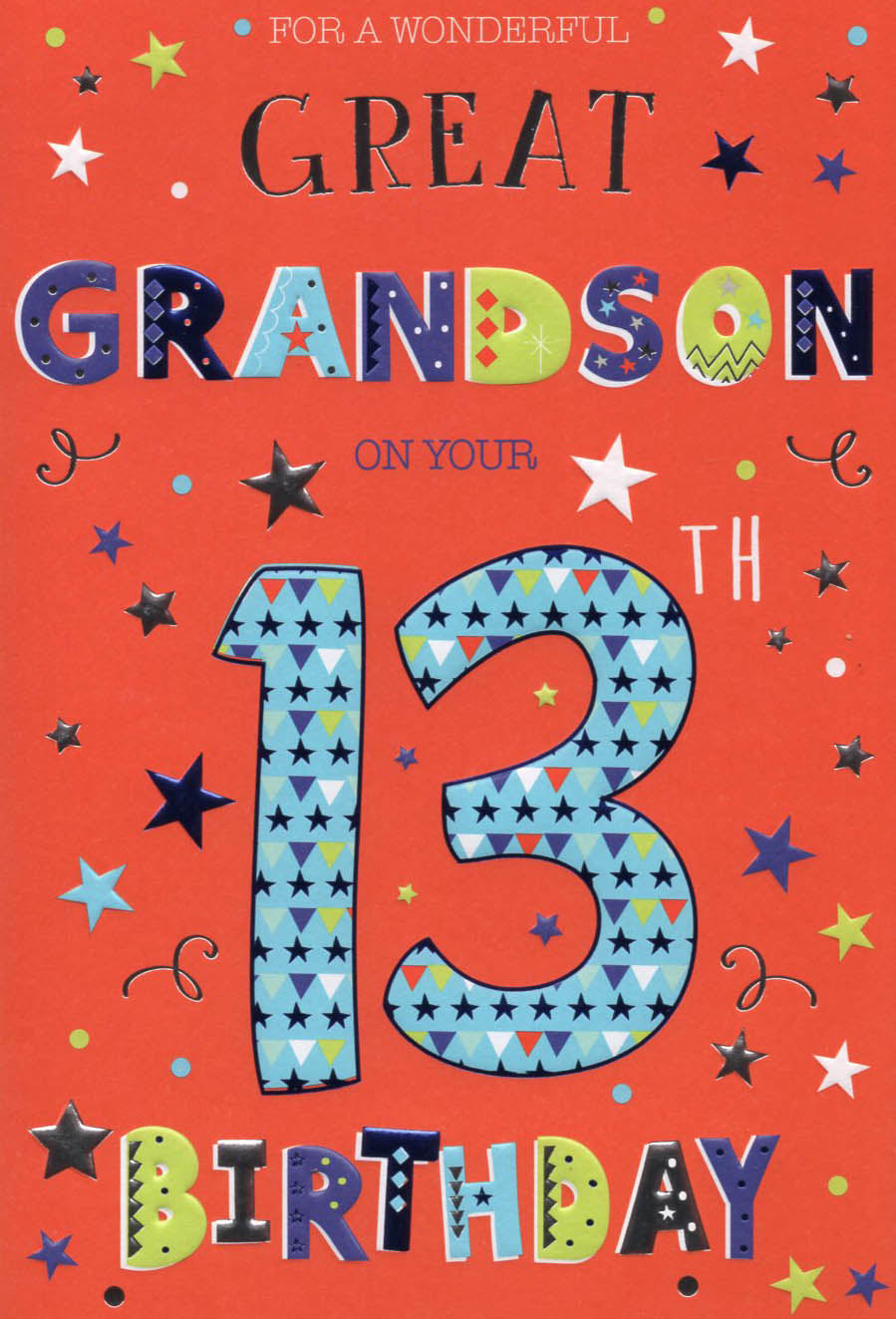 Great Grandson 13 Birthday Card