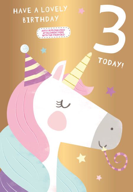 Girl Age 3 Birthday Card - Personalise with Sticker Sister Daughter Granddaughter Niece Goddaughter