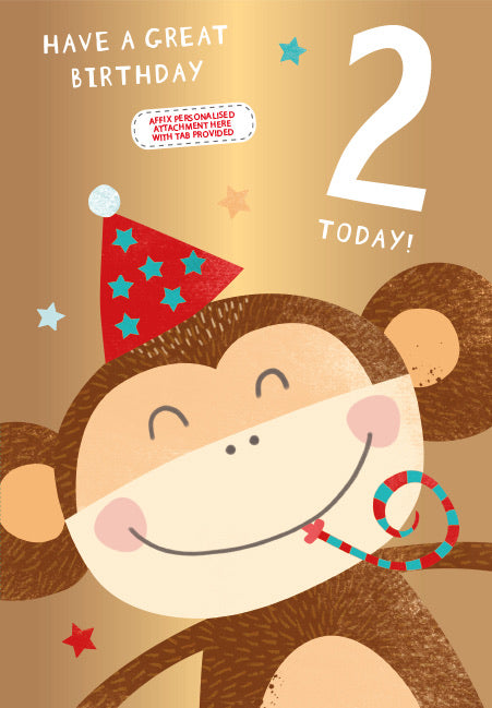 Boy Age 2 Birthday Card - Personalise with Sticker Brother Son Grandson Nephew Godson