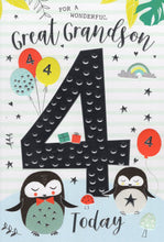 Load image into Gallery viewer, Great Grandson 4 Birthday Card
