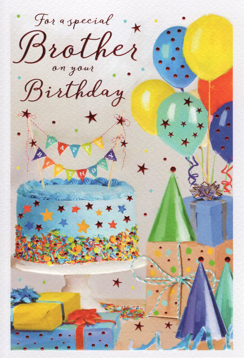 Brother Birthday Card - Essence Colourful Cake Design