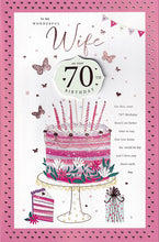 Load image into Gallery viewer, Wife 70th Birthday Card - Larger Size
