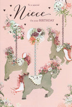 Load image into Gallery viewer, Niece Birthday Card - Merry Go Round Horse Design
