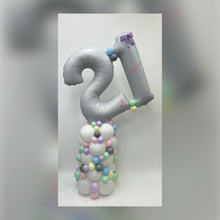 Load image into Gallery viewer, Organic Balloon Stack Tower Topped With Personalised Large Numbers
