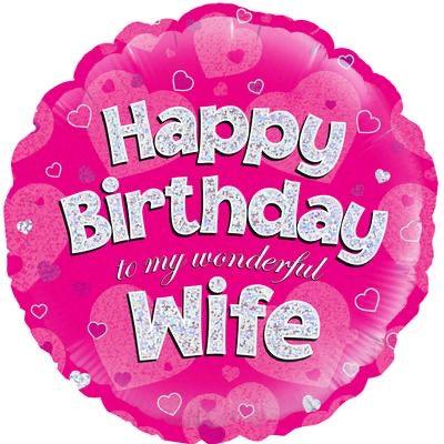 Standard Foil Helium Balloon - Happy Birthday Wife