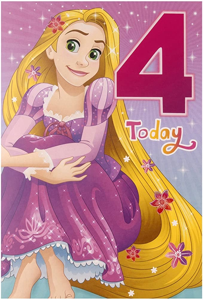 Disney Rapunzel  Age 4 Birthday Card