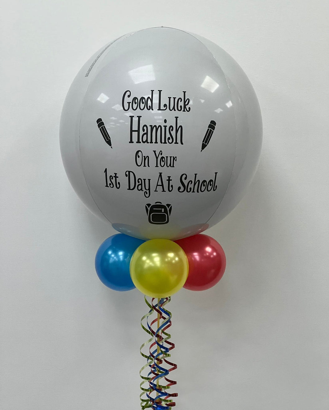 First Day at School/ High School/ Nursery Personalised Helium Orbz Balloon - Two Sided