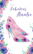 Load image into Gallery viewer, Auntie Birthday Card - Modern Shoe Design
