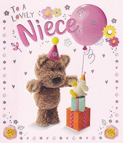 Niece Birthday Card - Cute Barley Bear Design