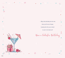 Load image into Gallery viewer, Sister Birthday Card - Modern Cocktail Glass Design
