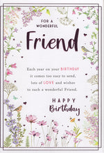 Load image into Gallery viewer, Friend Birthday Card - Flowers &amp; Birds Design
