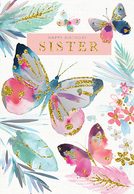 Sister Birthday Card - Butterfly Design