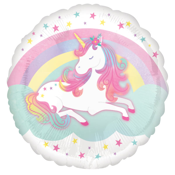 18” Standard Foil Enchanted Unicorn Birthday Balloon