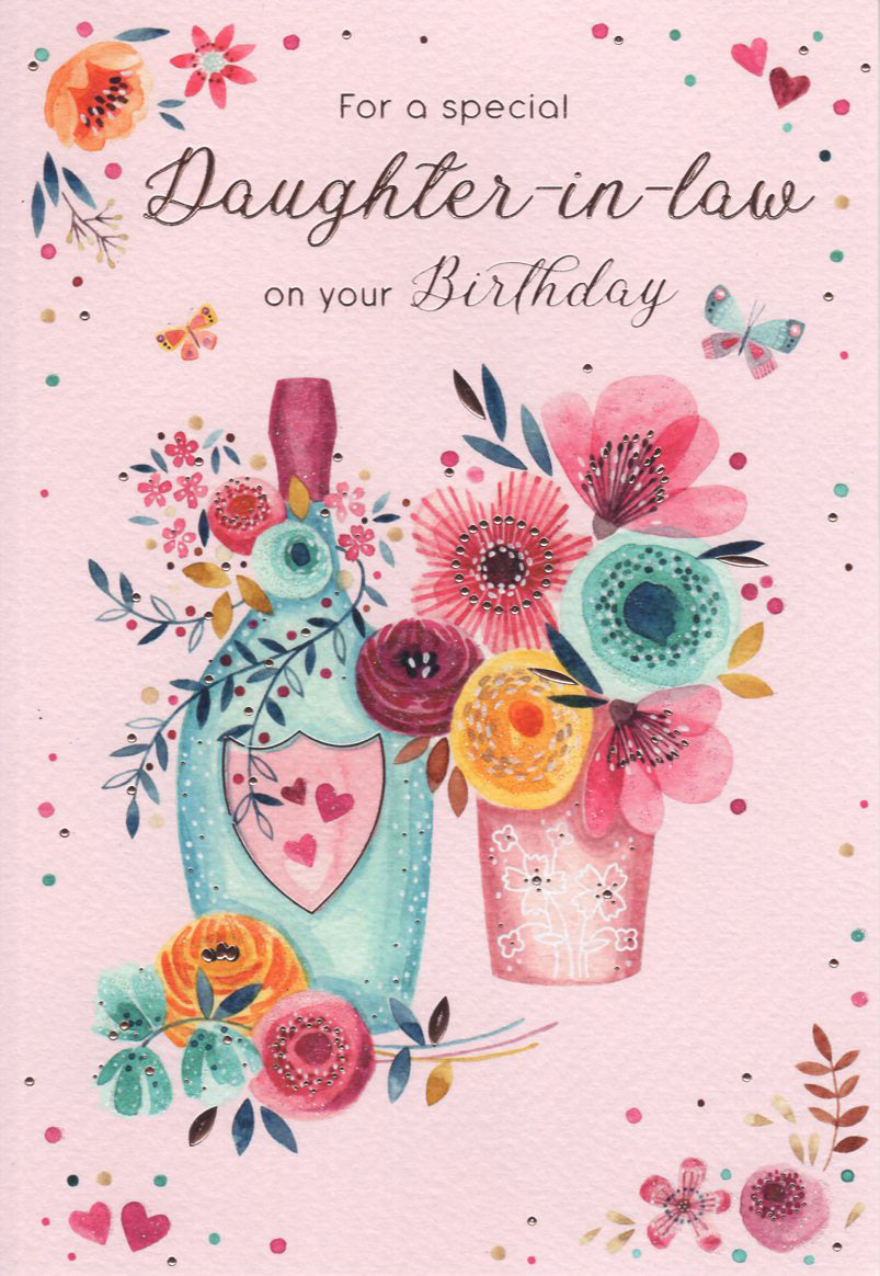 Daughter in Law Birthday Card - Modern Floral Design