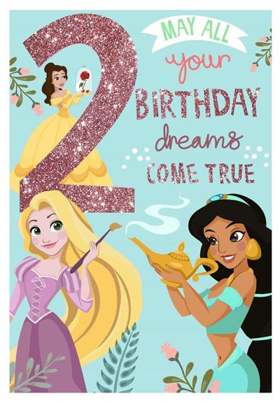 Disney Princess Age 2 Birthday Card