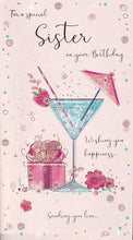 Load image into Gallery viewer, Sister Birthday Card - Modern Cocktail Glass Design
